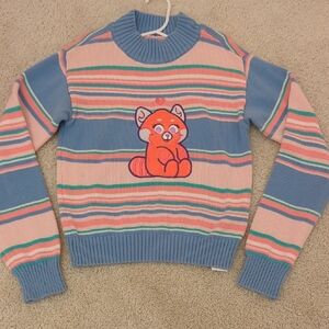 Disney's Turning Red Blue and Pink Crew Neck Sweater Kids Sz 13